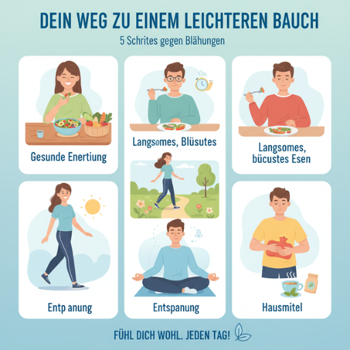 Schritt-für-Schritt-Anleitung mit gesunder Ernährung, Bewegung und Hausmitteln – so lassen sich Blähungen dauerhaft loswerden.