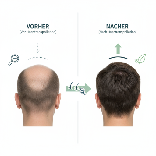 Vorher-Nachher-Vergleich nach Haartransplantation – effektive Methode, um Haarausfall dauerhaft zu bekämpfen.