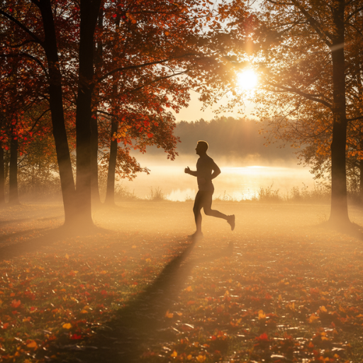 Person joggt morgens durch den Park – Bewegung als Methode zur Stressbewältigung, Symbol für mentale Stärke, Klarheit und körperliche Entspannung.