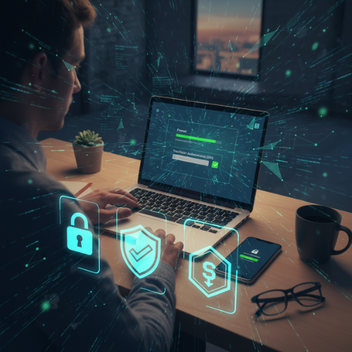 Laptop mit geöffneter Sicherheitssoftware und Zwei-Faktor-Authentifizierung – effektiver Schutz sensibler Daten für maximale digitale Sicherheit.